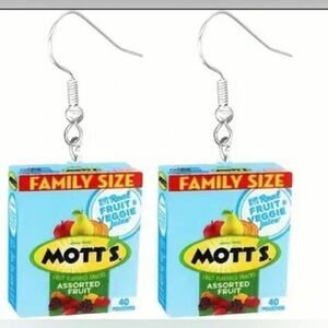 NWT Novelty Earrings - Acrylic Design Motts Assoc Fruit Dangle Earrings